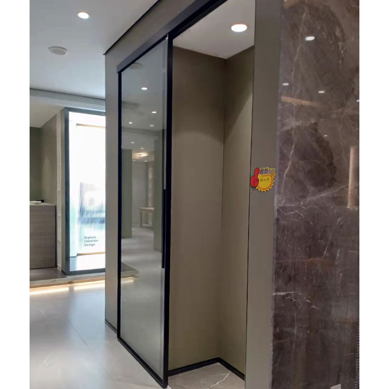 HDSAFE Interior Glass Door Black Frame Sliding Glass Door Soft Close Glass Sliding Barn Door Hardware Trackless Sliding Door