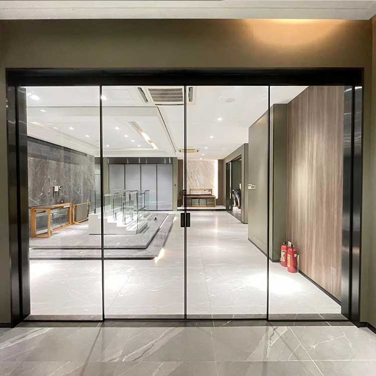 HDSAFE Aluminum Sliding door System Black Living Room Double Glass Aluminum Sliding Door Exterior Sliding Glass Door