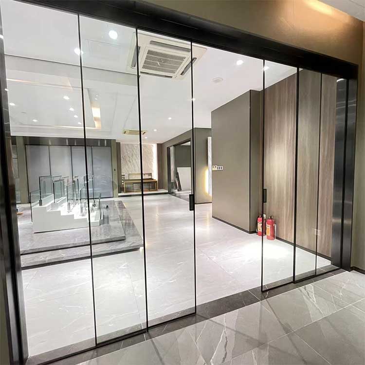 HDSAFE Aluminum Sliding door System Black Living Room Double Glass Aluminum Sliding Door Exterior Sliding Glass Door