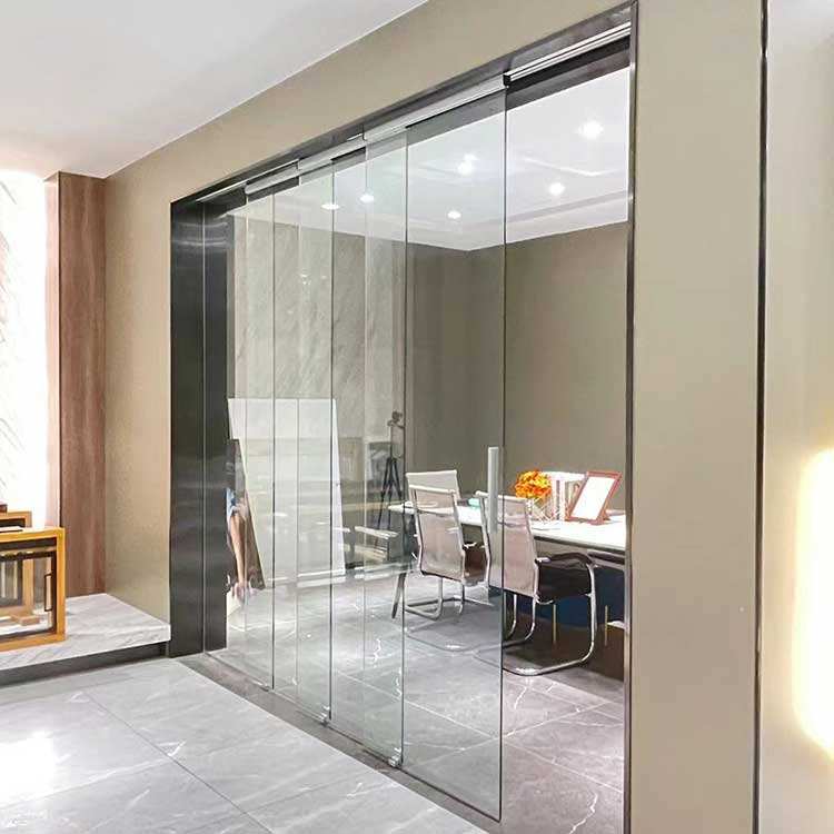 HDSAFE puerta plegable de vidrio sin marco, puertas interiores plegables  para Patio, herrajes, puertas de vidrio