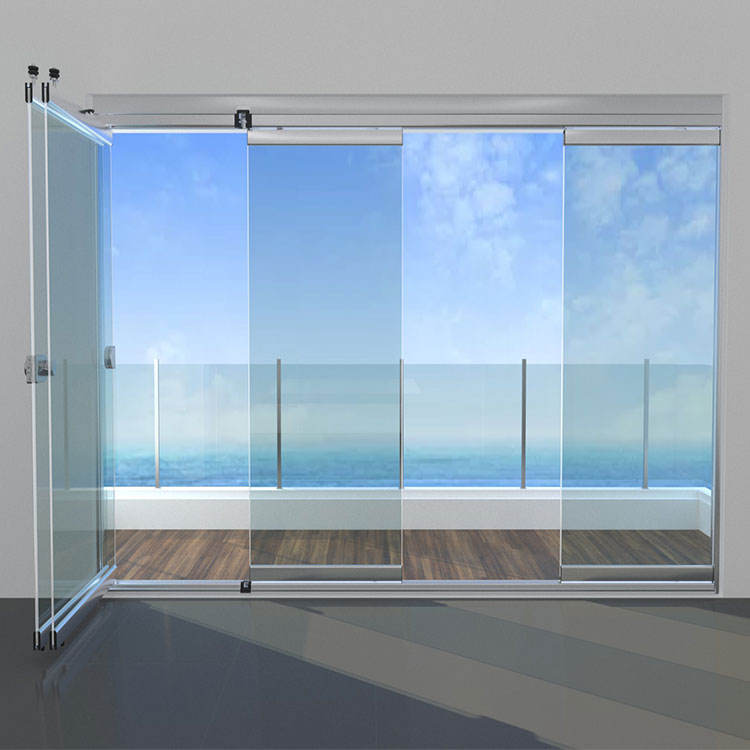 Waterproof Exterior Door Panorama Stack Slide Bi Fold Glass Door Partition Terrace Accordion Aluminum Balcony Sliding Patio Door