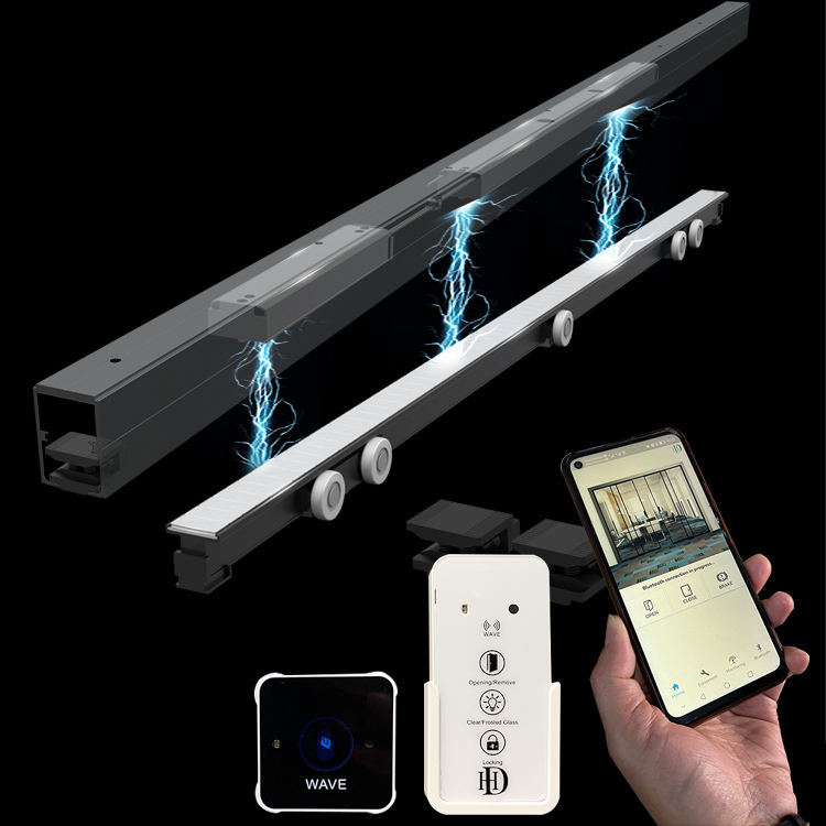 HDSAFE Magnetic Levitation Automatic Sliding Door Phone App Sensor Telescopic Sliding Glass Door