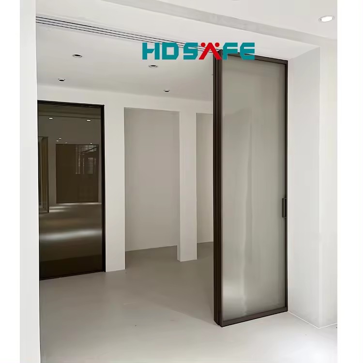 HDSAFE Black Slim Frame Soft Closing Sliding Door For Home Living Room Interior Kitchen Glass Aluminum Sliding Door Balcony