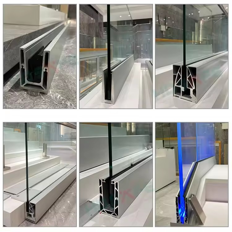 HDSAFE 1.6KN/m Thrust Test Handrail Tube LED Railing Wall Side Mounted Terrace Fence Glass Channel Profile Glass Barrier Glass Parapet