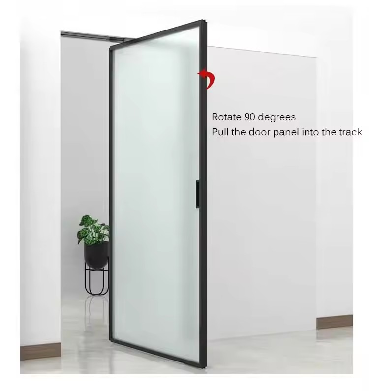 HDSAFE Glass Pocket Door Hardware Aluminum Single Double Panels No Bottom Track Soft Sliding Pocket Door System