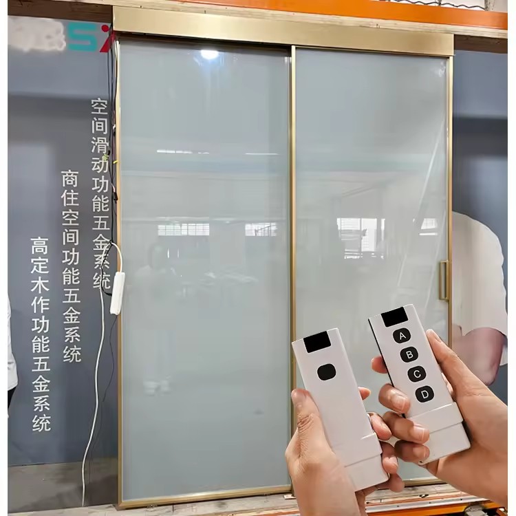 HDSAFE Golden Interior Sensor Glass Automatic Sliding Door System Hotel Home Remote Control Luxury Sliding Glass Door Automatic