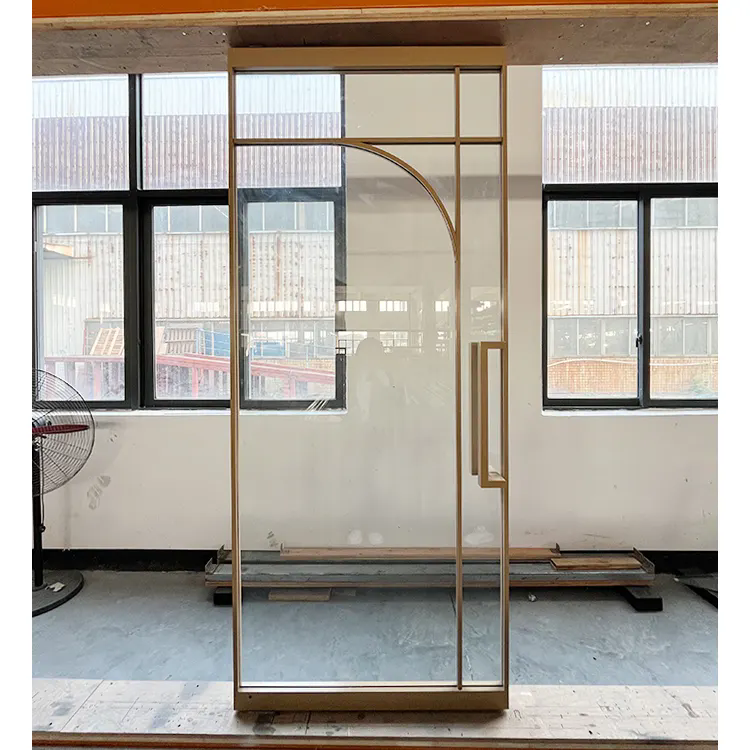 Luxury Revolving Door Pivot Hinge Glass Door Indoor Aluminum Interior French Tempered Glass Swing Door for Villa Hotel Office