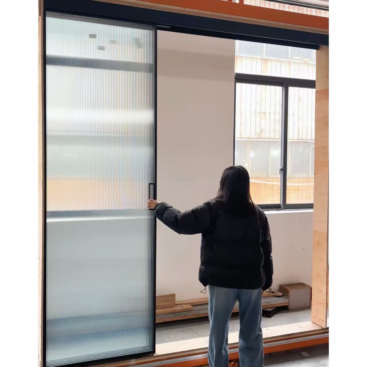 High-End Modern Design Aluminum Sliding Glass Door Tempered Glass for Kitchen and Interior Living Room